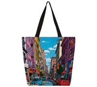 Sac fourre-tout en toile Manga Street Sac à provisions Sac d'école Sac à bandoulière en toile Femmes Hommes Mode Sac à main