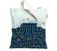 Sac fourre-tout en toile moderne avec symbole Pi mathématique 33 x 38 cm | Formules mathématiques, graphisme intellectuel, cadeau pour amateur de STEM, stockage quotidien