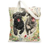 Sac fourre-tout en toile motif chien portugais printanier pour le shopping, 33 x 38 cm, sac d'épicerie réutilisable pour femme, animal domestique, travail, voyage, peinture, décoration cadeau