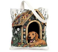 Sac fourre-tout en toile motif chien Rhodesian Ridgeback printanier, 33 x 38,1 cm, niche amusante pour chiot, sac d'épicerie réutilisable, sac d'épicerie pour femme, animal de compagnie, plage