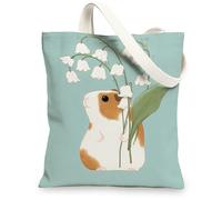 Sac fourre-tout en toile motif cochon d'Inde mignon, sac de courses réutilisable respectueux de l'environnement, sac à bandoulière bleu léger 33 x 38 cm