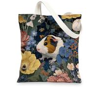 Sac fourre-tout en toile motif cochon d'Inde, respectueux de l'environnement, réutilisables, sacs à bandoulière légers inspirés de la nature 33 x 38 cm