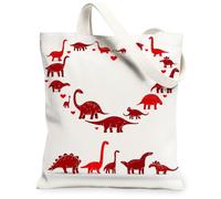 Sac fourre-tout en toile motif dinosaure mignon, sac réutilisable, respectueux de l'environnement, léger, lavable avec bandoulière pour voyage, blanc, 13x15 Inch