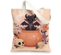 Sac fourre-tout en toile motif dragon mignon, motif créature fantaisie, sacs d'épicerie réutilisables, sacs d'épicerie fantaisie, sacs légers et lavables pour, pêche, 13x15 Inch