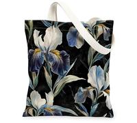 Sac fourre-tout en toile motif iris printaniers 33 x 38,1 cm, sac d'épicerie réutilisable pour femme, motif floral de voyage, décoration cadeau