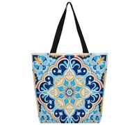 Sac fourre-tout en toile, motif mandala, damassé, fleur, ethnique, floral, sac à provisions d'école, sacs à bandoulière en toile pour femmes et hommes, sac