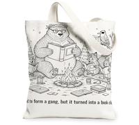 Sac fourre-tout en toile motif ours vintage, illustration amusante de la faune sauvage, sacs d'épicerie réutilisables, légers et lavables avec bandoulière en toile B, beige, 13x15 Inch