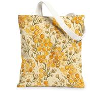 Sac fourre-tout en toile nid d'abeille pour femme, bourgeon de fleurs naturelles printanières, lavable et réutilisable, idéal pour l'extérieur, les voyages, le travail, la lecture, 33 x 38,1 cm