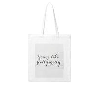 Sac fourre-tout en toile noire et blanche résistante avec une citation humoristique « Tu es vraiment très jolie » - Sac de courses réutilisable, écologique et lavable pour les voyages, le camping et