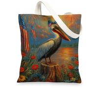 Sac fourre-tout en toile patriotique, sacs de courses réutilisables et écologiques, sacs à bandoulière légers et respectueux de l'environnement, coloré, 13x15 Inch