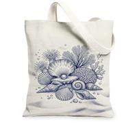 Sac fourre-tout en toile pour femme, algues de corail naturel côtier, lavables, réutilisables, idées pour voyage, travail, magasinage, librairie, 33 x 38 cm