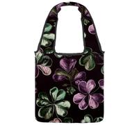 Sac fourre-tout en toile pour femme, ensemble de symboles porte-bonheur de la Saint-Patrick, sac fourre-tout réutilisable pour les courses, le travail, Multicolore 02, 14.1x14.9in/36x38cm