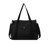 Sac fourre-tout en toile pour femme - Grande épaule avec poches - Bandoulière avec fermeture éclair - Sac besace Hobo Messenger, Noir , 33*26*12cm