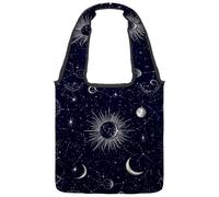Sac fourre-tout en toile pour femme, joli espace avec planètes, étoiles, motif astrologie, sac fourre-tout réutilisable pour les courses, le travail, Multicolore 01., 14.1x14.9in/36x38cm