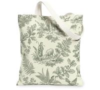 Sac fourre-tout en toile pour femme, motif cochon rustique, oiseau, vert printemps, lavable, réutilisable, petit sac fourre-tout idéal pour l'extérieur, vert, 13x15 Inch