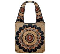 Sac fourre-tout en toile pour femme, motif éléphants indiens et éléments floraux, violet, sac fourre-tout réutilisable pour les courses, le travail, Multicolore 03., 14.1x14.9in/36x38cm