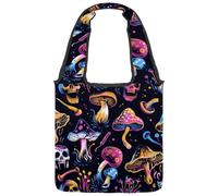 Sac fourre-tout en toile pour femme, motif éléphants indiens et éléments floraux, violet, sac fourre-tout réutilisable pour les courses, le travail, Multicolore 02, 14.1x14.9in/36x38cm