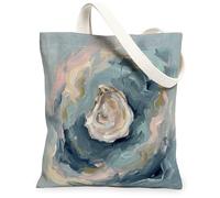 Sac fourre-tout en toile pour femme, motif tourbillon abstrait côtier, vagues d'été, lavable, réutilisable, idéal pour l'extérieur, les voyages, le travail, la lecture, 33 x 38 cm