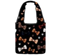 Sac fourre-tout en toile pour femmes et filles, motif chiens saucisses mignons avec cœurs, sac fourre-tout réutilisable pour les courses, le travail, Multicolore 06, 14.1x14.9in/36x38cm