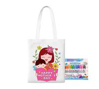 Sac fourre-tout en toile pour peinture, gribouillage, fête des mères, loisirs créatifs éducatifs avec stylos de peinture pour à partir de 3 ans, garçons et filles, salle de classe, jardin
