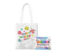 Sac fourre-tout en toile pour peinture | Sac à gribouiller pour la fête des mères avec stylos de peinture, activités d'apprentissage pour à partir de 3 ans et plus, filles, garçons, maternelle