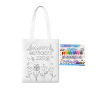 Sac fourre-tout en toile pour peinture - Sacs fourre-tout en toile à colorier | Fête des mères - Artisanat éducatif avec stylos de peinture pour enfants à partir de 3 ans - Garçons et filles - Salle