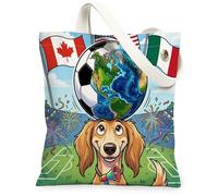Sac fourre-tout en toile réutilisable 2026 avec motif chien Saluki de football pour faire ses courses, 33 x 38,1 cm, sac d'épicerie réutilisable pour femme, motif sportif esthétique, cadeau