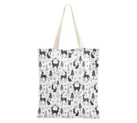 Sac fourre-tout en toile réutilisable avec poches Motif flocon de neige Bleu, Arbre de Noël Animaux Safari Noir Blanc, Taille unique