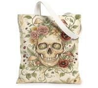 Sac fourre-tout en toile rose pour femme, motif champignon botanique vintage, automne, terre, lavable, réutilisable, idée fourre-tout pour voyage, travail, shopping, librairie, 33 x 38 cm
