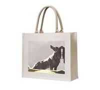 Sac fourre-tout en toile tridimensionnelle imprimé loup sur la pelouse adapté pour les voyages, le travail, le fitness, le camping et la plage