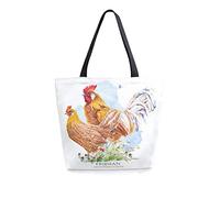 Sac fourre-tout en toile vintage poulet floral femme sac de plage printemps été sac à bandoulière grand sac à main réutilisable léger pour le shopping, les courses, les voyages