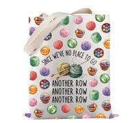 Sac fourre-tout en tricot avec inscription « Since We've No Place To Go » - Cadeau idéal pour les amateurs de crochet, Sac fourre-tout Another Row