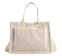 Sac Fourre-tout en Velours Côtelé - Besace - Voyage - Bandoulière - Blanc, Taille Unique