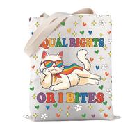 Sac fourre-tout féministe en forme de chat avec inscription « Equal Rights Or I »