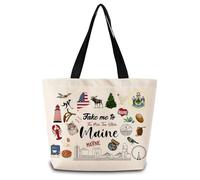 Sac Fourre-Tout Femme Emmène-Moi Dans Le Maine Mode Sac De Shopping Décontracté Cabas En Toile Pour Amie L‘École Piscine