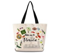 Sac Fourre-Tout Femme Emmène-Moi En Floride Mode Sac De Voyage Décontracté Cabas En Toile Pour Bureau Travail Amie
