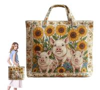 Sac fourre-tout floral, sac à main matelassé patchwork pour femme, sac à main de taille moyenne, grande capacité, sac à main épais, réutilisable, respectueux de l'environnement, sac de rangement