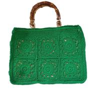 Sac fourre-Tout for Femme, Sac à bandoulière de Grande capacité, Sacs Main en Coton tricoté avec poignée Forme Fleur, Shopping for Femmes(Green)