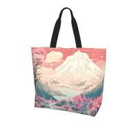Sac fourre-tout Fuji en fleurs de cerisier pour femme, sac à main à bandoulière Mount Fuji résistant à l'eau, grand sac à main avec poche intérieure pour le travail, les voyages, l'école