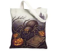 Sac fourre-tout gothique en toile Motif araignée et Jack-o'-Lantern Automne