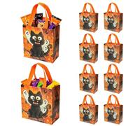 Sac Fourre-Tout Halloween 10 Pièces Non Tissé Réutilisables Pour Fête Chat