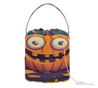 Sac fourre-tout Halloween Citrouille Little Monster Crochet Sac de crochet Sac de crochet avec trous Fourre-tout pour le rangement des pelotes de fil à tricoter