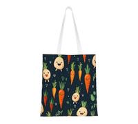 Sac fourre-tout Happy Carotte pour femme, sacs à bandoulière en toile avec poches, sac de courses mignon réutilisable