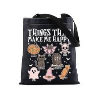 Sac fourre-tout Happy Halloween Stay Spooky Cadeau d'automne Vibes Cadeau citrouille chauve-souris sorcière Cadeau Things That Make Me Happy Sac en toile, Sac fourre-tout Happy Thing, 35*40cm