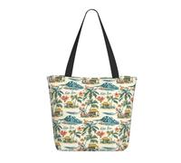Sac fourre-tout hawaïen imprimé scène de plage pour femme, grand sac fourre-tout à bandoulière avec fermeture éclair, sacs à main pour le travail et les voyages