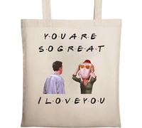 Sac fourre-tout humoristique en coton écologique avec inscription You are So Great I Love You Beige