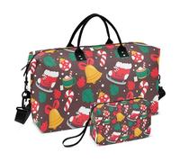Sac fourre-tout imperméable avec trousse de toilette pour la randonnée Motif Merry Christmas Rouge, Fête de Noël rouge, 1 size