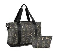 Sac fourre-tout imperméable noir et doré avec sangle réglable pour voyage en avion