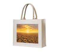 Sac fourre-tout imprimé champ de tournesol, coucher de soleil, mer de fleurs, sac cadeau personnalisé, sac de voyage en toile, sacs de courses, cadeau pour femme, maman