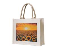 Sac fourre-tout imprimé champ de tournesol, coucher de soleil, mer de fleurs, sac cadeau personnalisé, sac de voyage en toile, sacs de courses, cadeau pour femme, maman